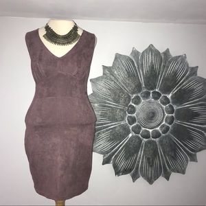 Sexy Faux Suede Body Con Dress